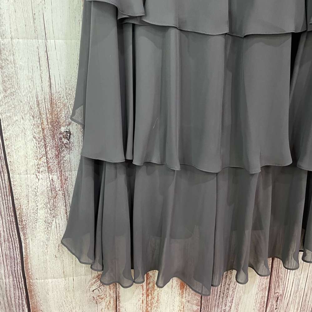 Grey Sleeveless Tiered Ruffled Beaded Dress Women's Size 18W S.L. Fashions #5003 - Picture 9 of 15